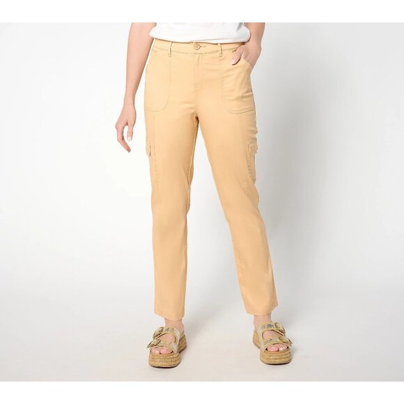 Belle by Kim Gravel Tall Utility Stretch Cropped Cargo Pant 10 Safari Tan NEW - Picture 1 of 7